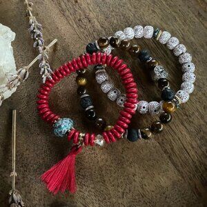 3 beaded stretch bracelets